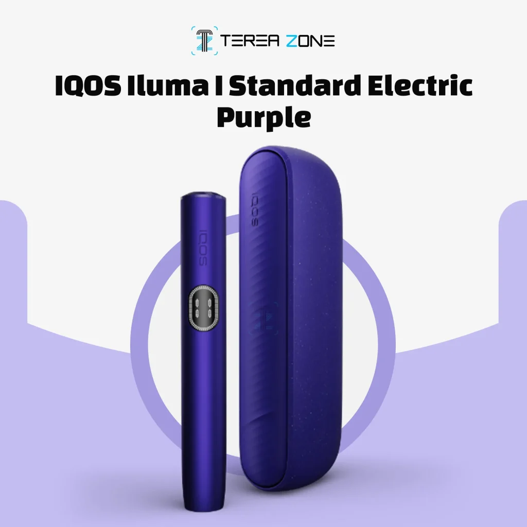 New IQOS ILUMA i Standard Electric Purple device with touch screen holder and pocket charger in uae