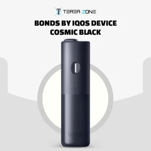 IQOS BONDS Cosmic Black all-in-one device featuring a slim profile, modern exterior, and integrated tobacco heating technology