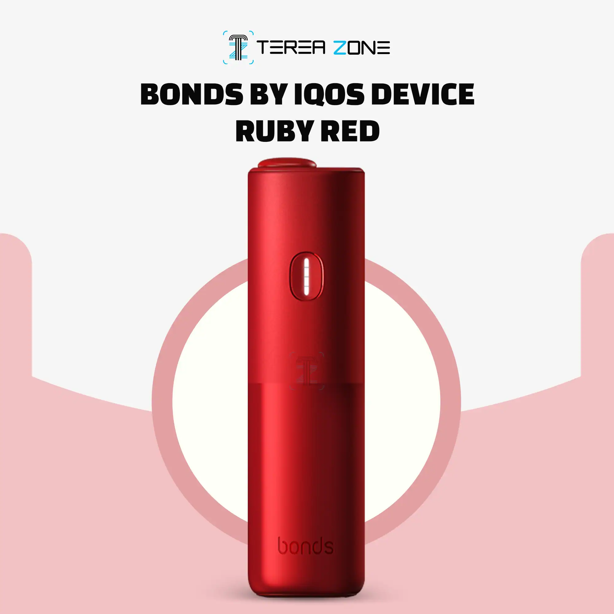 IQOS BONDS Ruby Red 1 IQOS BONDS Ruby Red device with compact construction and integrated heating technology for IQOS Blends in Dubai